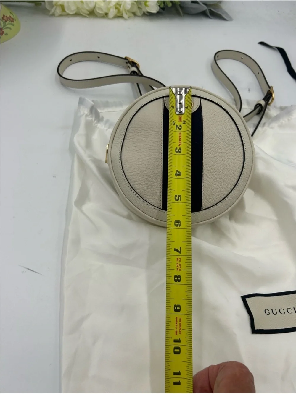 Gucci, Ophidia, mini round backpack featuring iconic gold tone double G logo NWT